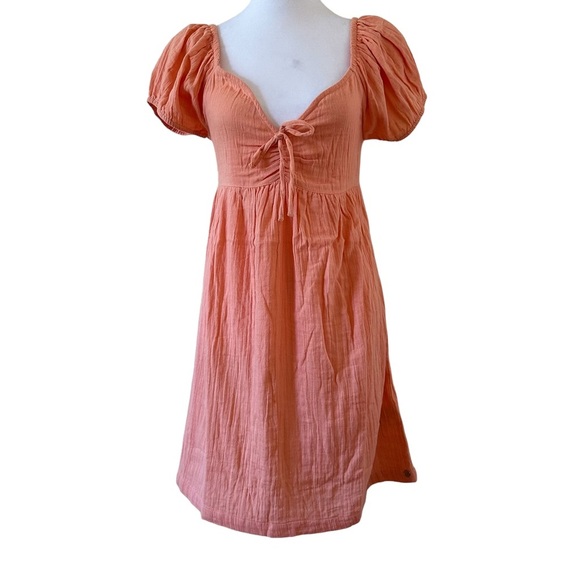 Roxy Dresses & Skirts - Roxy Women’s Clearwater Cove Mini Short Sleeves V-Neck Dress Orange Size M NWT